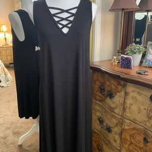 Philosophy Black Sleeveless Dress with Crisscross Neckline